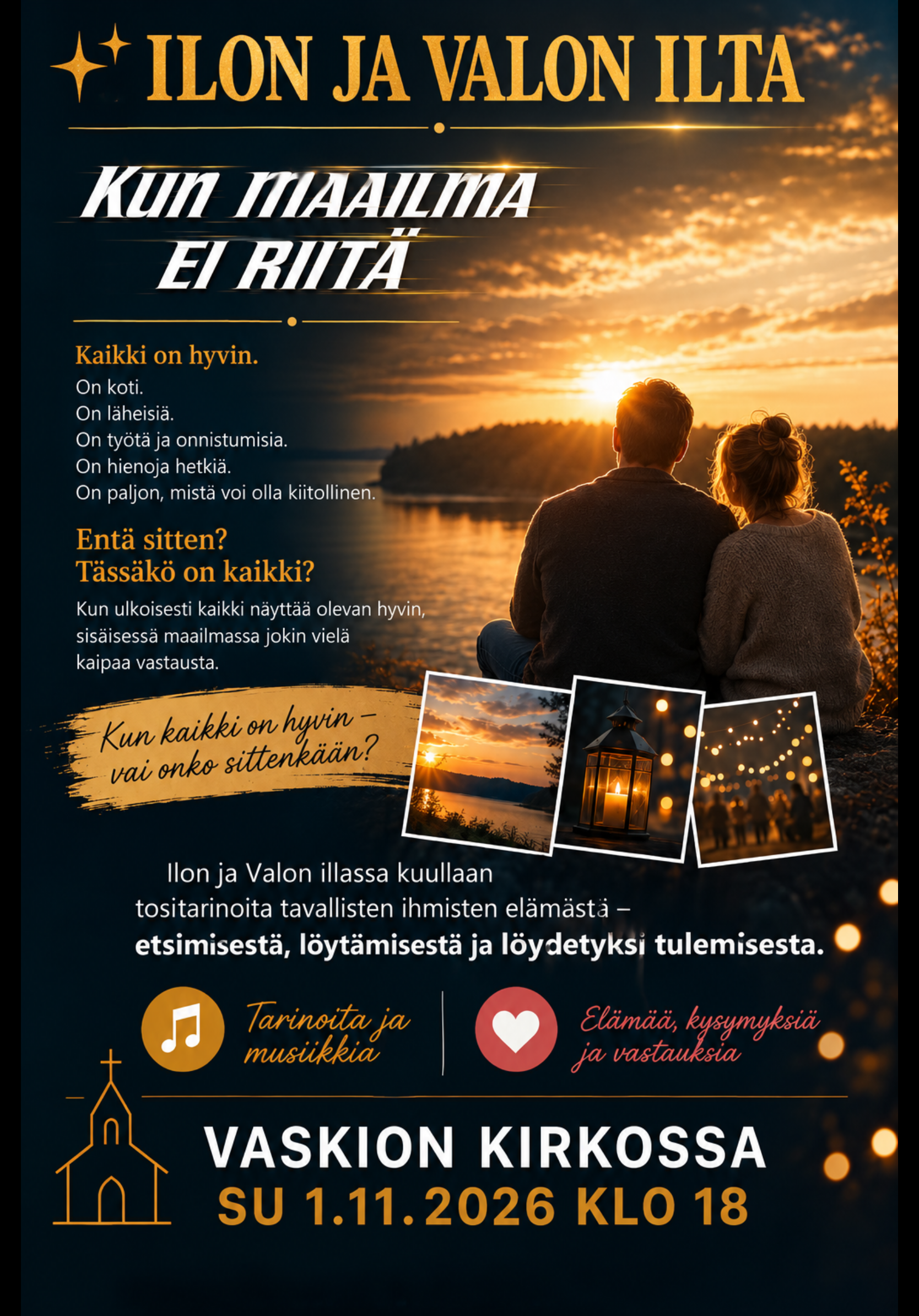 Ilon ja valon ilta Vaskiolla 1.11. klo 18.